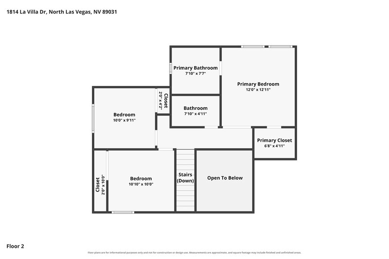 2,305/Mo, 1814 La Villa Dr North Las Vegas, NV 89031 Floor Plan View 2