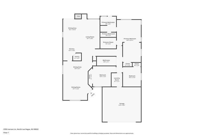 1,885/Mo, 3705 Iverson Lane North Las Vegas, NV 89032 Floor Plan View