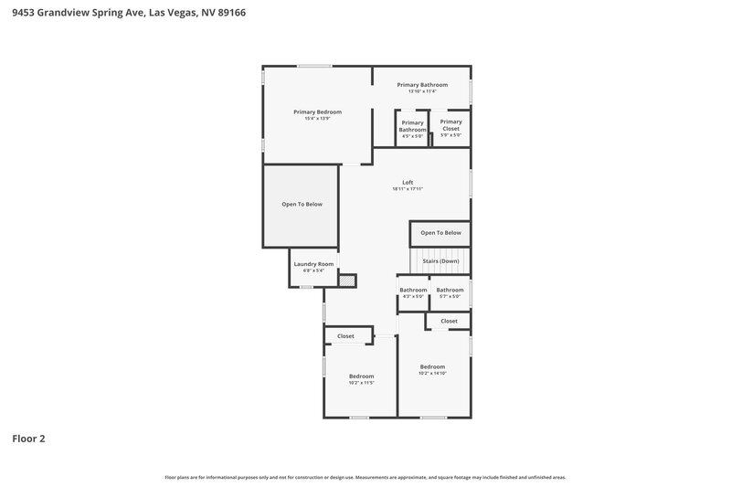 2,150/Mo, 9453 Grandview Spring Avenue Las Vegas, NV 89166 Floor Plan View