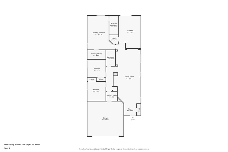 2,085/Mo, 7833 Lovely Pine Pl Las Vegas, NV 89143 Floor Plan View