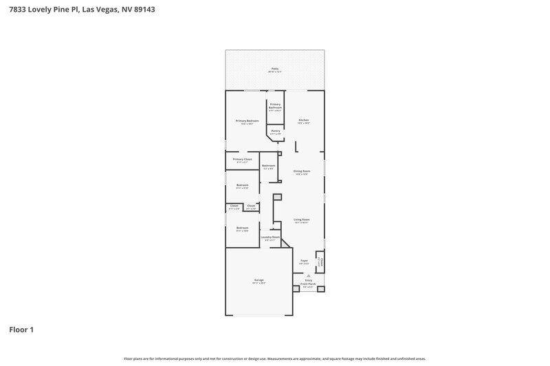 1,950/Mo, 7833 Lovely Pine Pl Las Vegas, NV 89143 Floor Plan View