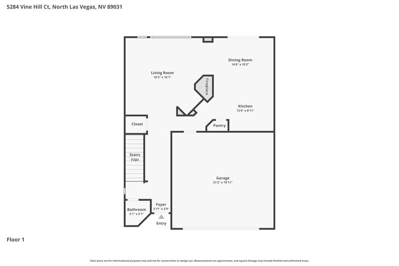2,120/Mo, 5284 Vine Hill Ct North Las Vegas, NV 89031 Floor Plan View