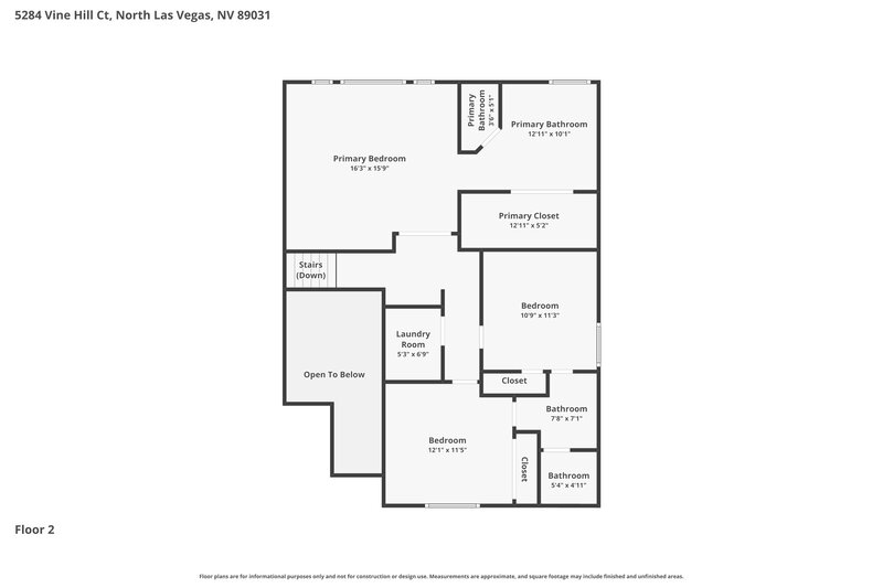2,120/Mo, 5284 Vine Hill Ct North Las Vegas, NV 89031 Floor Plan View 2