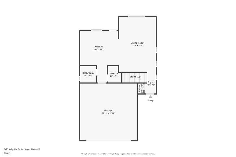 1,825/Mo, 6425 Kellyville Drive Las Vegas, NV 89122 Floor Plan View