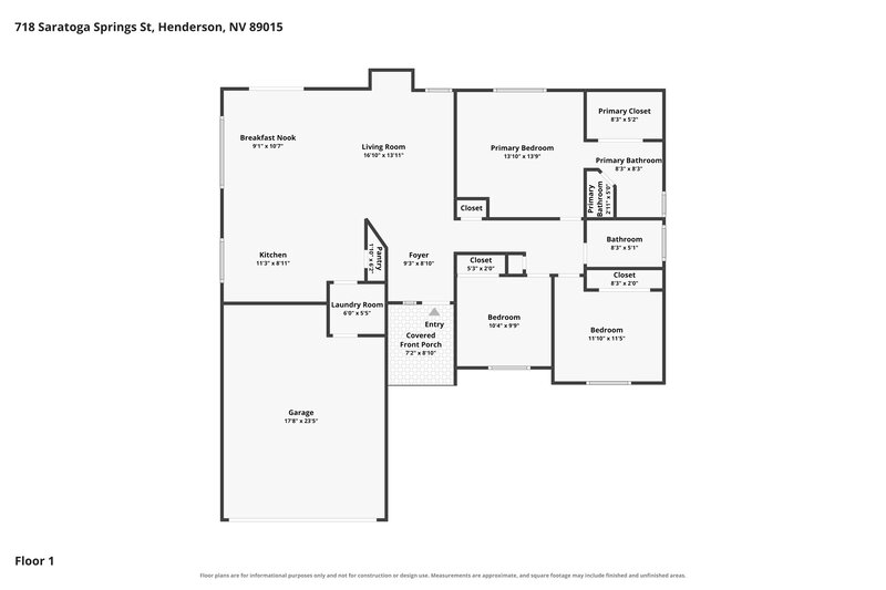 2,035/Mo, 718 Saratoga Springs St Henderson, NV 89015 Floor Plan View
