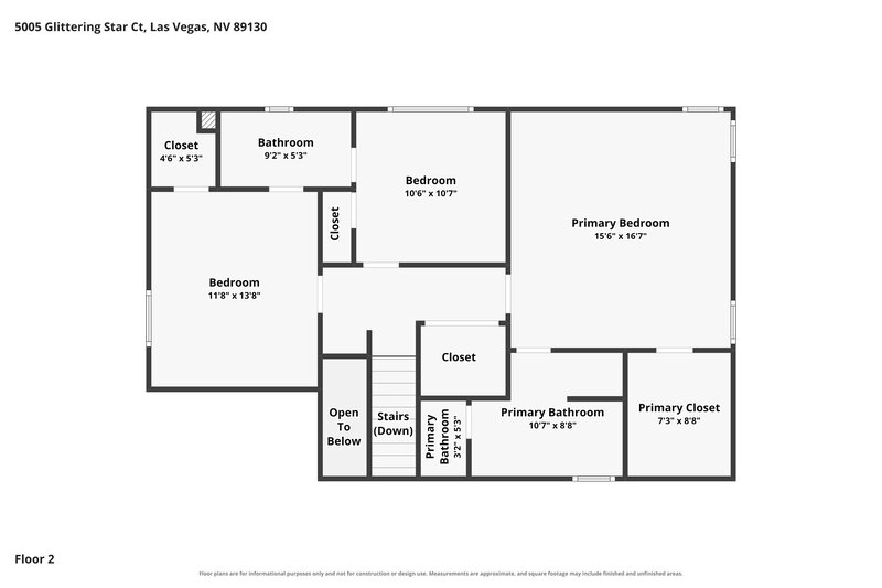 1,970/Mo, 5005 Glittering Star Ct Las Vegas, NV 89130 Floor Plan View 2