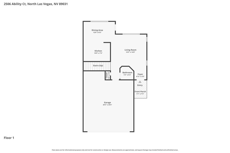 1,815/Mo, 2506 Ability Court North Las Vegas, NV 89031 Floor Plan View