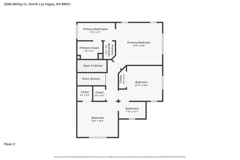 1,815/Mo, 2506 Ability Court North Las Vegas, NV 89031 Floor Plan View 2