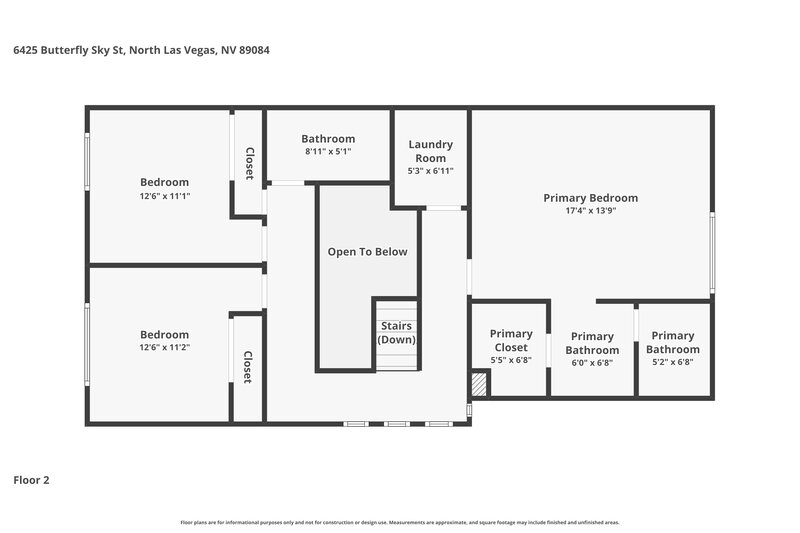 1,880/Mo, 6425 Butterfly Sky St North Las Vegas, NV 89084 Floor Plan View