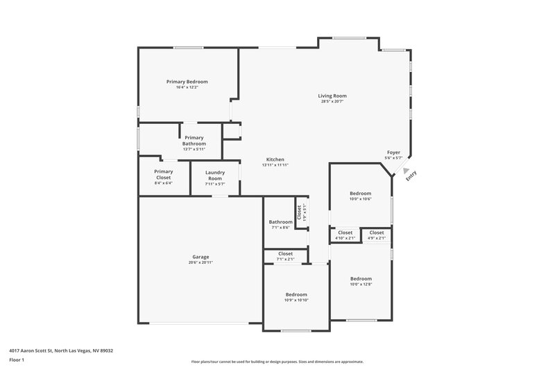 2,320/Mo, 4017 Aaron Scott Street North Las Vegas, NV 89032 Floor Plan View