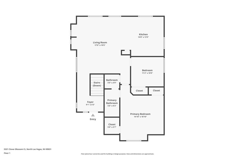 2,065/Mo, 5321 Clover Blossom Court North Las Vegas, NV 89031 Floorplan View 2