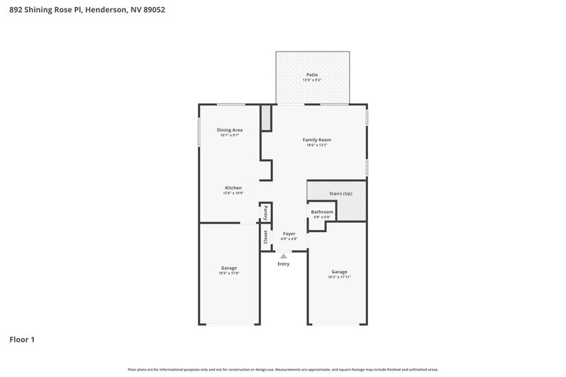 1,970/Mo, 892 Shining Rose Place Henderson, NV 89052 Floor Plan View
