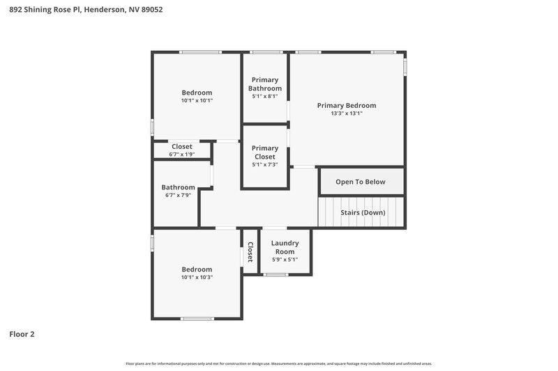 1,970/Mo, 892 Shining Rose Place Henderson, NV 89052 Floor Plan View 2