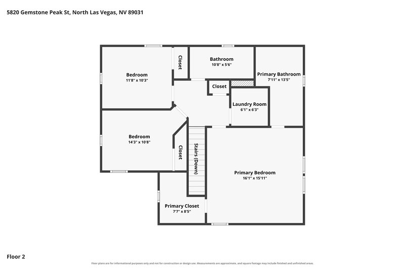 2,075/Mo, 5820 Gemstone Peak St North Las Vegas, NV 89031 Floor Plan View 2