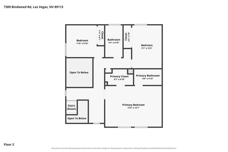 1,950/Mo, 7309 Bindweed Rd Las Vegas, NV 89113 Floor Plan View 2