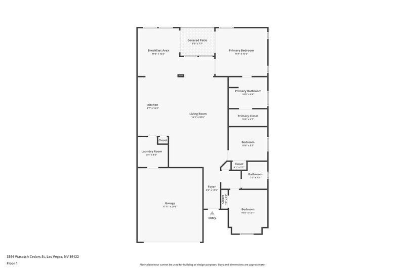 1,965/Mo, 3394 Wasatch Cedars St Las Vegas, NV 89122 Floor Plan View