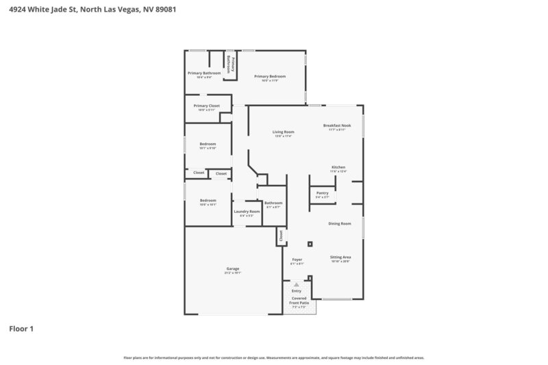 2,035/Mo, 4924 White Jade St North Las Vegas, NV 89081 Floorplan View