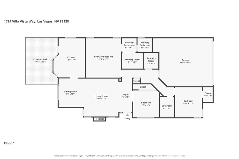 1,980/Mo, 1724 Villa Vista Way Las Vegas, NV 89128 Floor Plan View
