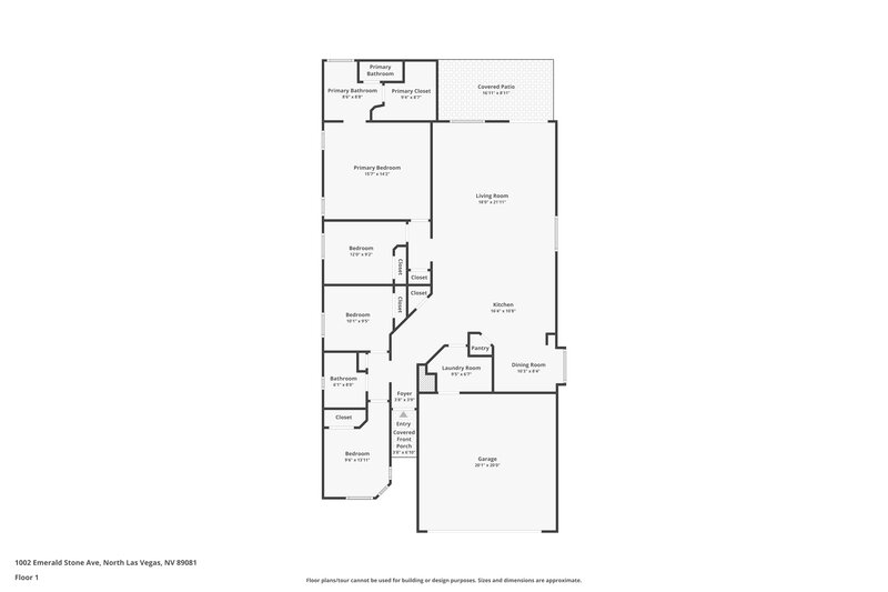 2,140/Mo, 1002 Emerald Stone Ave North Las Vegas, NV 89081 Floor Plan View