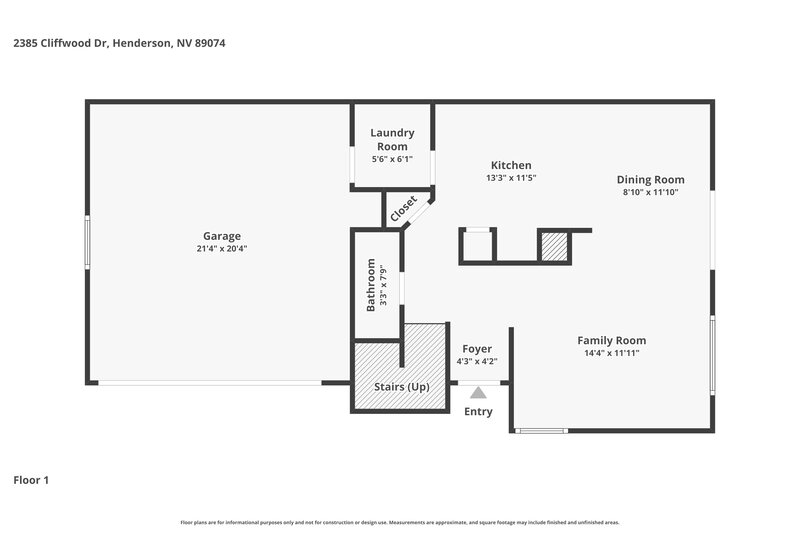 2,125/Mo, 2385 Cliffwood Dr Henderson, NV 89074 Floor Plan View
