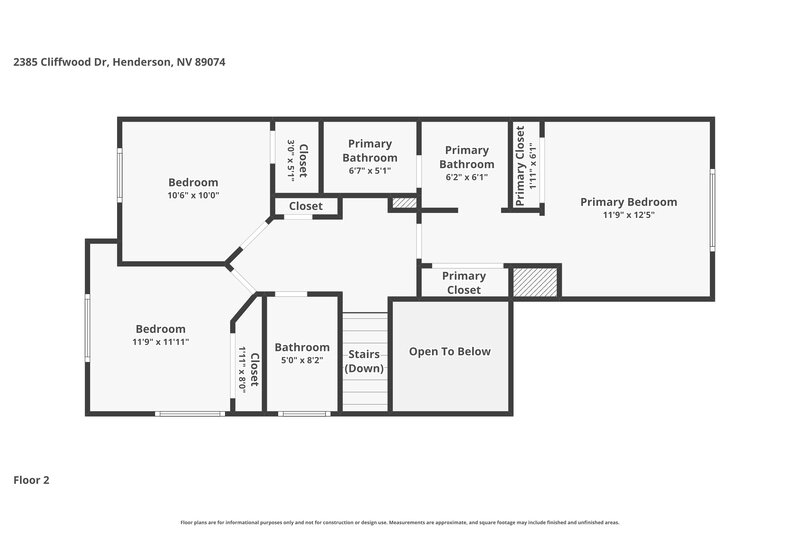 2,125/Mo, 2385 Cliffwood Dr Henderson, NV 89074 Floor Plan View 2