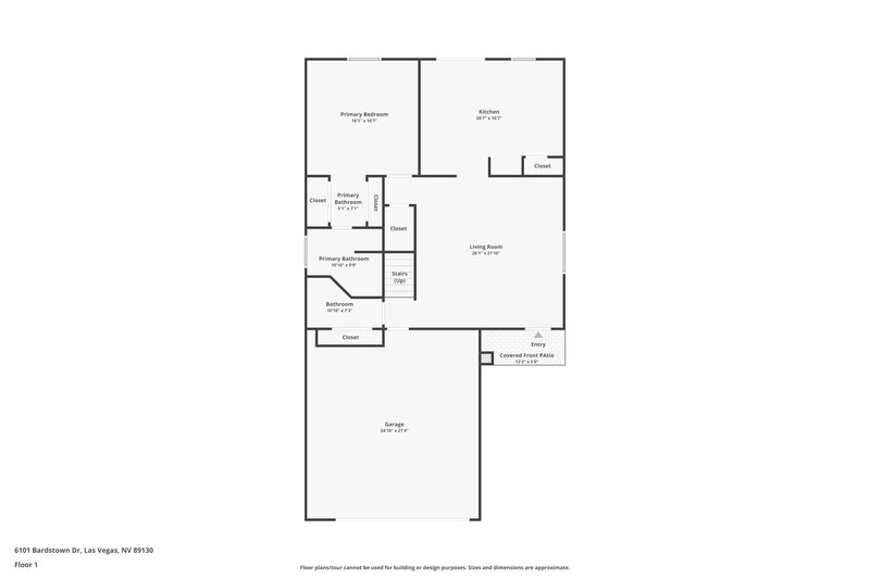 1,950/Mo, 6101 Bardstown Dr Las Vegas, NV 89130 Floor Plan View