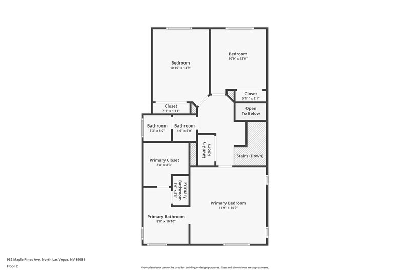 1,765/Mo, 932 Maple Pines Ave North Las Vegas, NV 89081 Floor Plan View 2