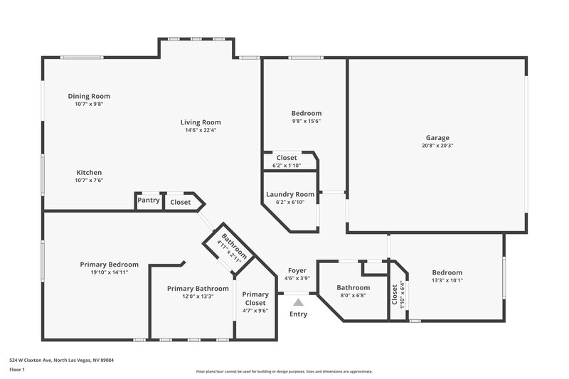 1,790/Mo, 524 W Claxton Ave North Las Vegas, NV 89084 Floor Plan View