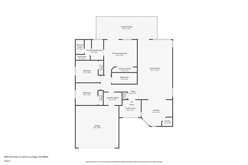 1,850/Mo, 3829 Fall Oaks Ct North Las Vegas, NV 89032 Floor Plan View