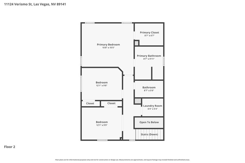 2,200/Mo, 11124 Verismo St Las Vegas, NV 89141 Floor Plan View 2