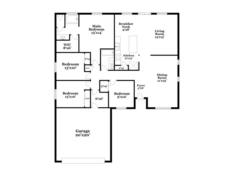 2,025/Mo, 3117 Honeysuckle Ave North Las Vegas, NV 89031 Floor Plan View