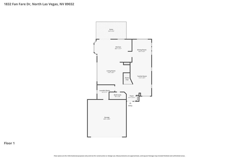2,200/Mo, 1832 Fan Fare Dr North Las Vegas, NV 89032 Floor Plan View
