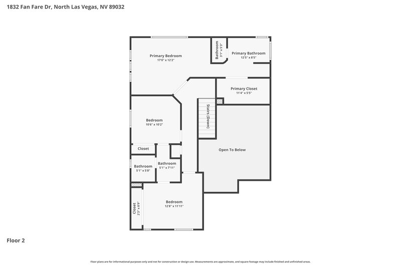 2,200/Mo, 1832 Fan Fare Dr North Las Vegas, NV 89032 Floor Plan View 2