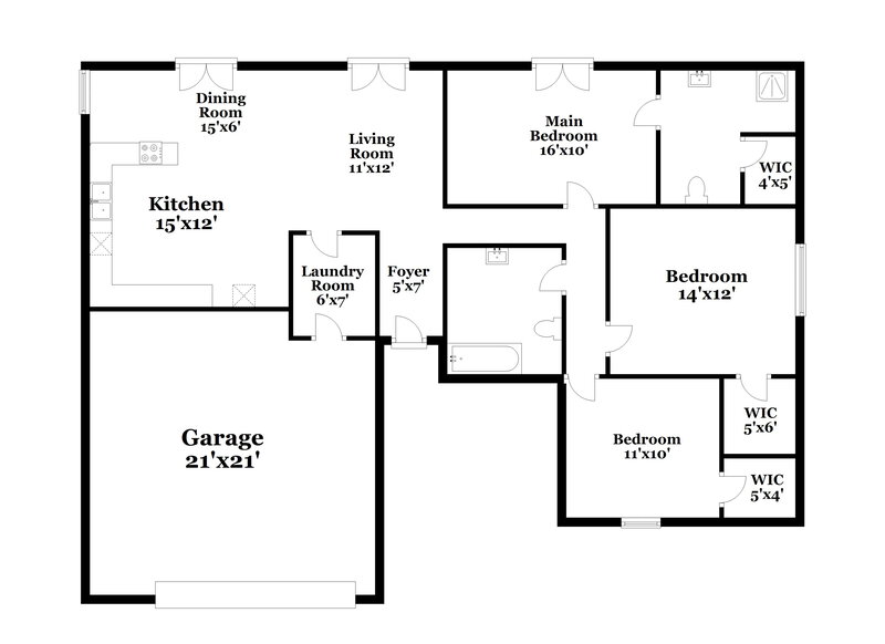 2,890/Mo, 3927 Blue Coral Dr North Las Vegas, NV 89032 Floor Plan View