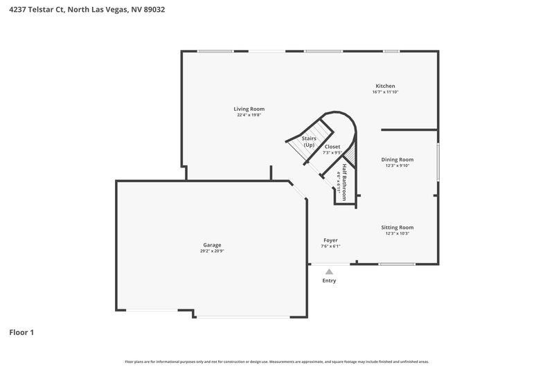 2,465/Mo, 4237 Telstar Ct North Las Vegas, NV 89032 Floor Plan View