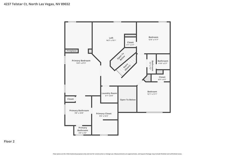 2,465/Mo, 4237 Telstar Ct North Las Vegas, NV 89032 Floor Plan View 2