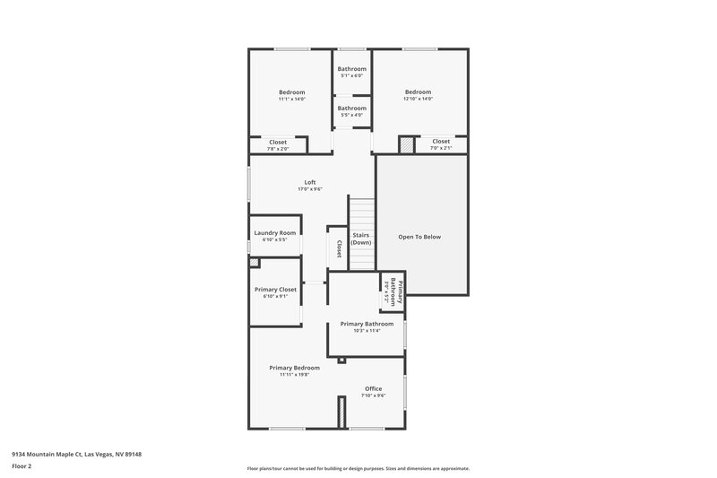 2,180/Mo, 9134 Mountain Maple Ct Las Vegas, NV 89148 Floor Plan View 2