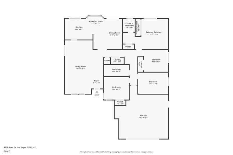 3,190/Mo, 4288 Apex Dr Las Vegas, NV 89147 Floor Plan View