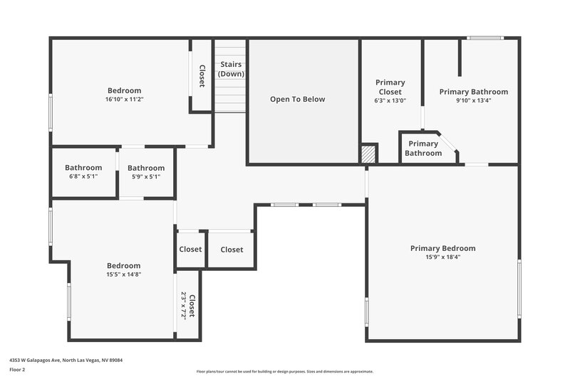 1,965/Mo, 4353 W Galapagos Ave North Las Vegas, NV 89084 Floor Plan View 2