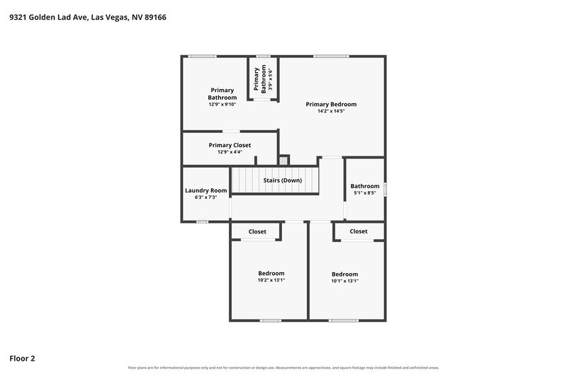 2,265/Mo, 9321 Golden Lad Ave Las Vegas, NV 89166 Floor Plan View 2