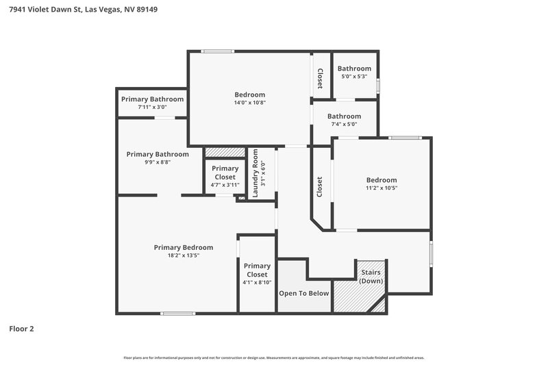 1,875/Mo, 7941 Violet Dawn St Las Vegas, NV 89149 Floor Plan View