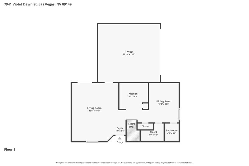 1,875/Mo, 7941 Violet Dawn St Las Vegas, NV 89149 Floor Plan View 2