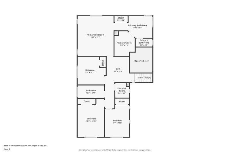 1,915/Mo, 8928 Brentwood Grove Ct Las Vegas, NV 89149 Floorplan View 2