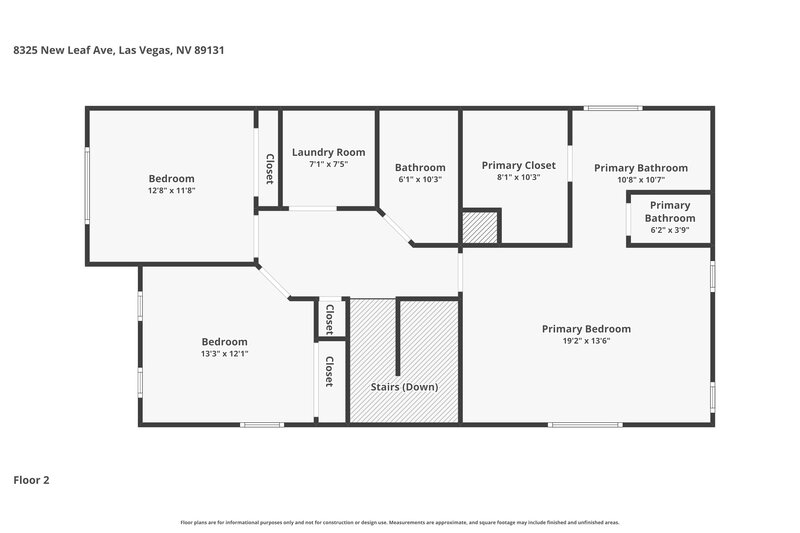2,130/Mo, 8325 New Leaf Ave Las Vegas, NV 89131 Floor Plan View 2