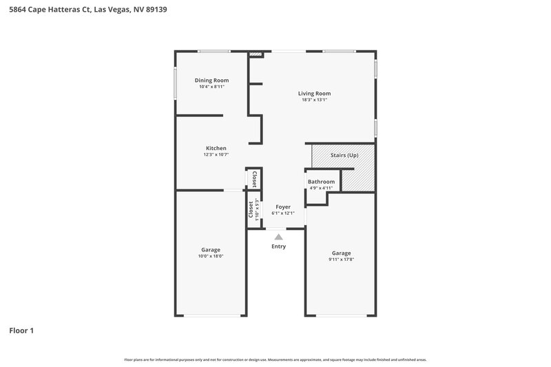1,945/Mo, 5864 Cape Hatteras Ct Las Vegas, NV 89139 Floor Plan View