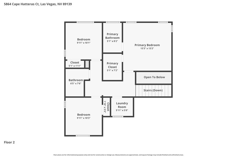 1,945/Mo, 5864 Cape Hatteras Ct Las Vegas, NV 89139 Floor Plan View 2
