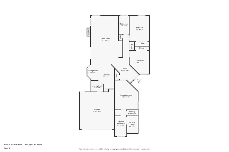 1,950/Mo, 304 Coconut Grove Ct Las Vegas, NV 89145 Floor Plan View