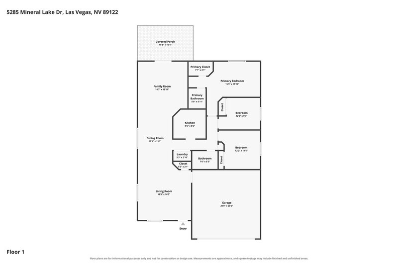 1,860/Mo, 5285 Mineral Lake Dr Las Vegas, NV 89122 Floor Plan View