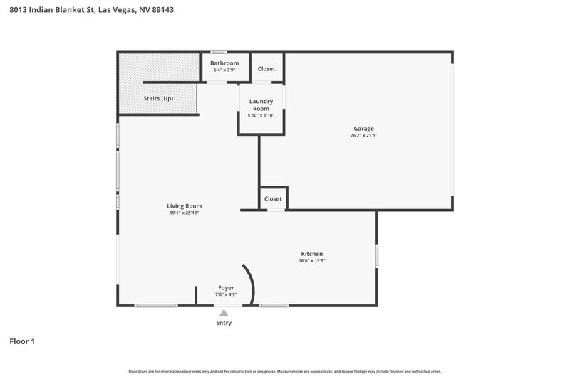 2,035/Mo, 8013 Indian Blanket St Las Vegas, NV 89143 Floor Plan View