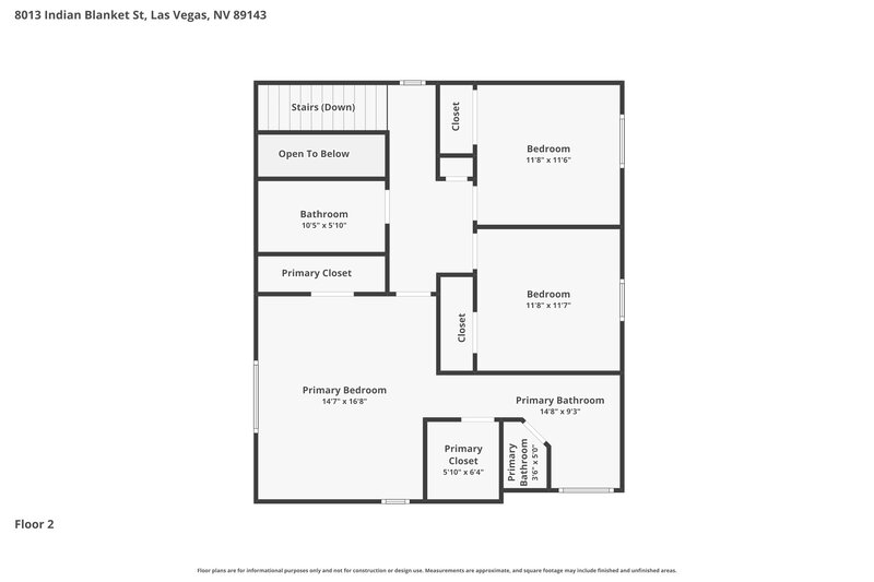 2,035/Mo, 8013 Indian Blanket St Las Vegas, NV 89143 Floor Plan View 2